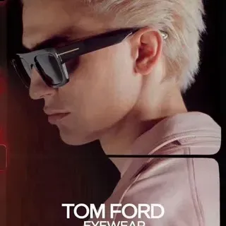 Tom Ford Black Gold Rectangular Frame Acetate Construction Sunglasses