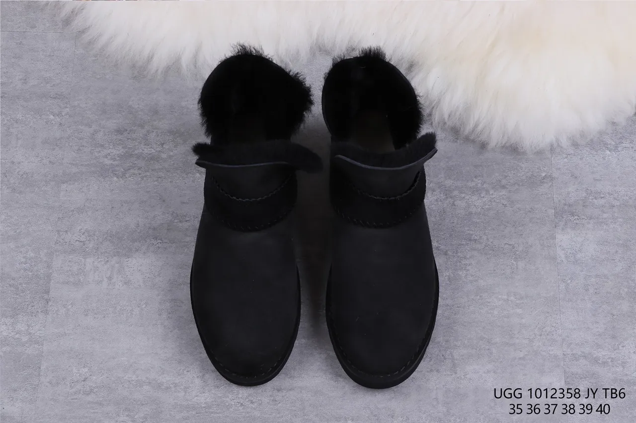 UGG Black Suede Upper Shearling-Lined Snow Boots 9