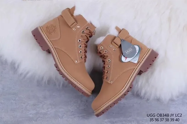 UGG भूरा सफेद लेस-अप शियरलिंग-लाइन्ड एंक्ल बूट्स 6