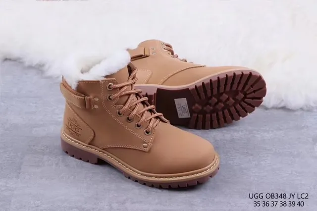 UGG भूरा सफेद लेस-अप शियरलिंग-लाइन्ड एंक्ल बूट्स 9