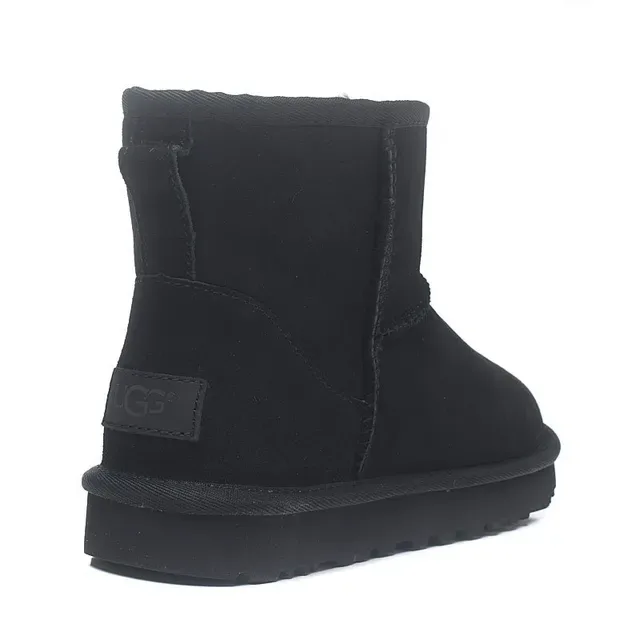 UGG Classic Short Black Suede Shearling-Lined Snow Boots 5
