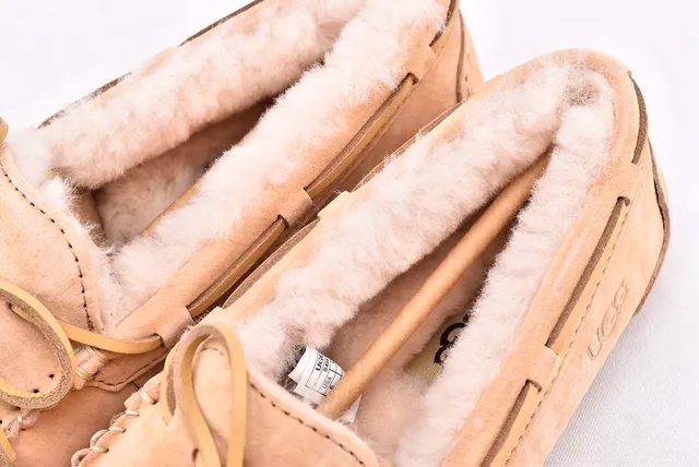UGG Damota Beige Suede Shearling-Lined Loafers 11