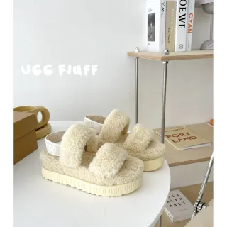 UGG 毛茸茸羊毛平台拖鞋