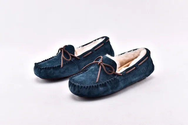 UGG 海军米色麂皮鞋面羊毛衬里乐福鞋 2