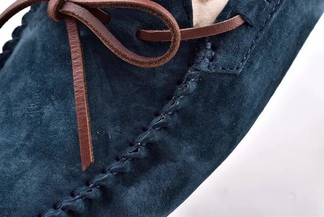 UGG 海军米色麂皮鞋面羊毛衬里乐福鞋 5