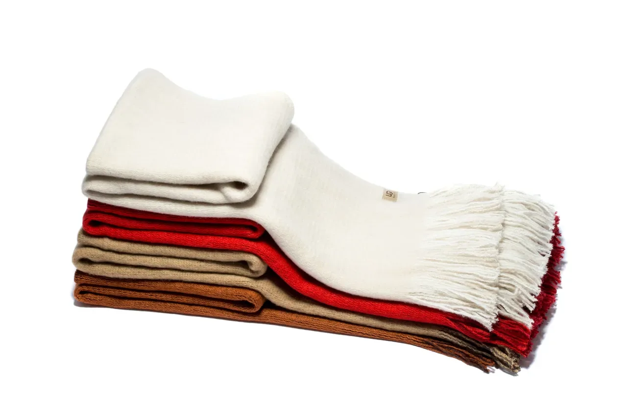 UGG Red Knit Texture Fringed Ends Scarve 3