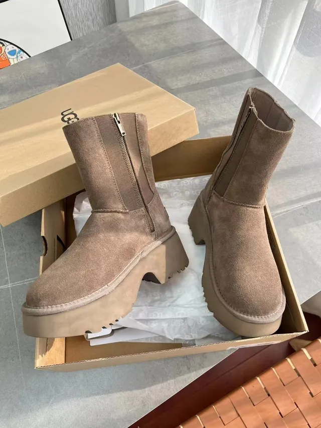UGG Tasman Beige Brown Suede Upper Chunky Platform Sole Ankle Boots 3