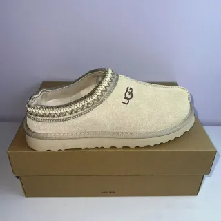 UGG Tasman Beige Gold Braided Trim Suede-Like Upper Casual Shoes