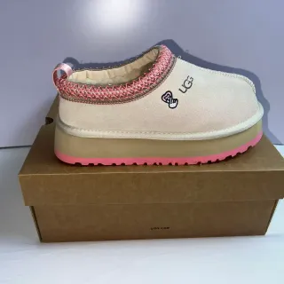 UGG Tasman Beige Rosa Suela de plataforma Borde tejido Zapatos casuales