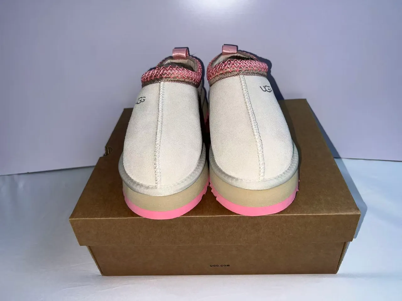 UGG Tasman Bege Rosa Sola de plataforma Borda trançada Sapatos casuais 5