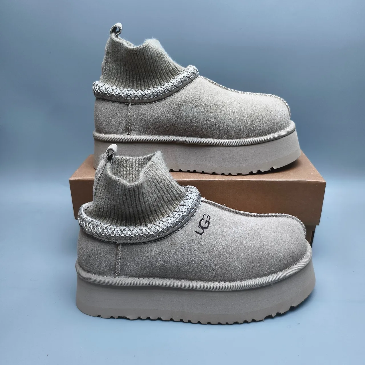 UGG Tasman 米色 踩脚针织护脚雪靴 5