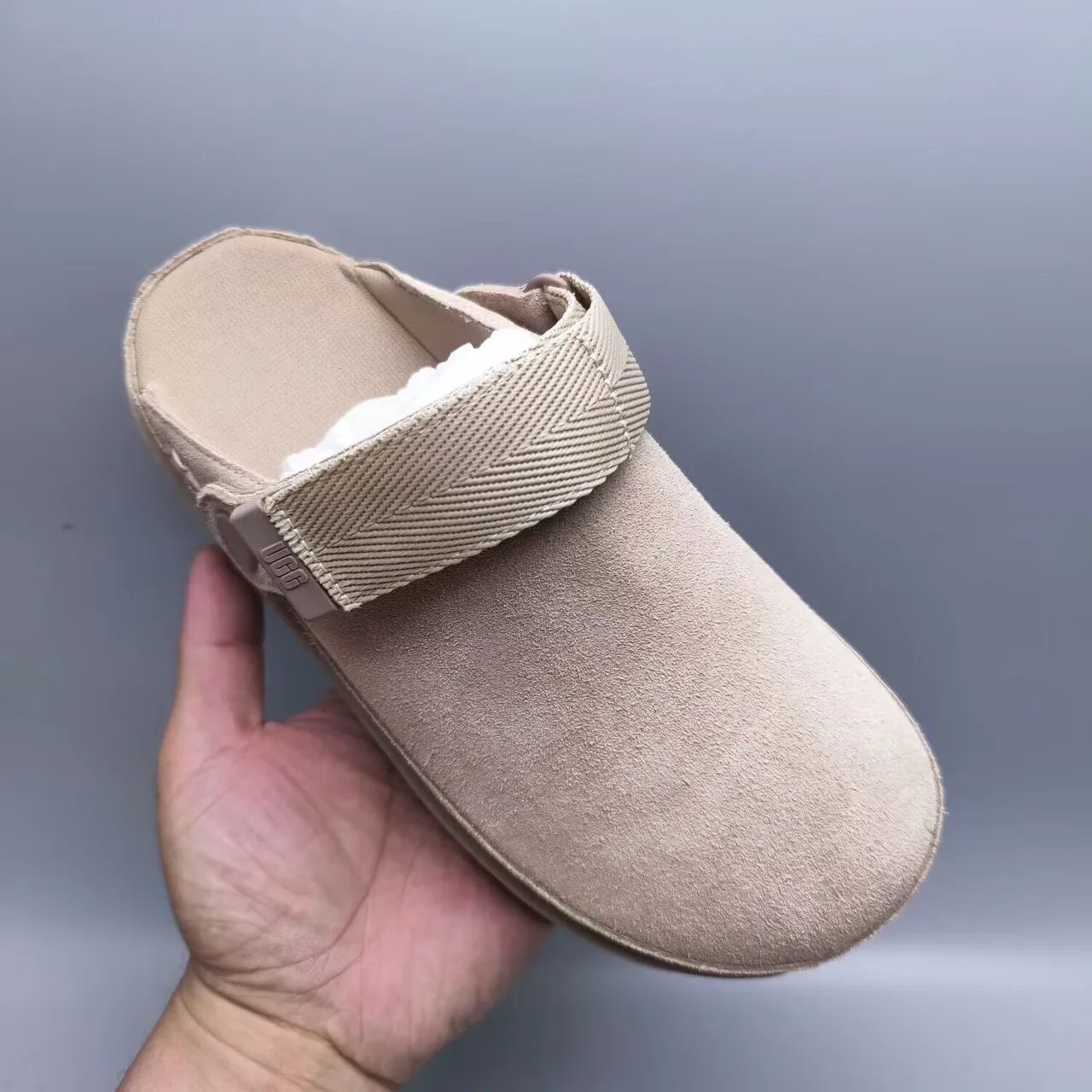UGG Tasman Beige Suede Platform Slipper 2