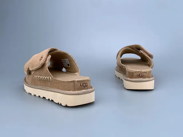 UGG Tasman Beige Suede Platform Slippers 6
