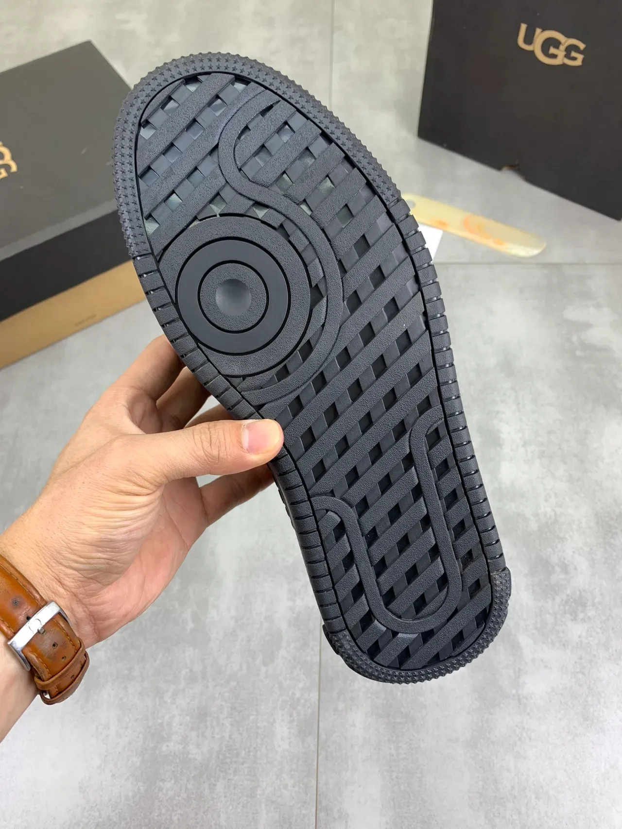 UGG Tasman Black Beige Suede Upper Platform Sole Lifestyle Sneakers 2