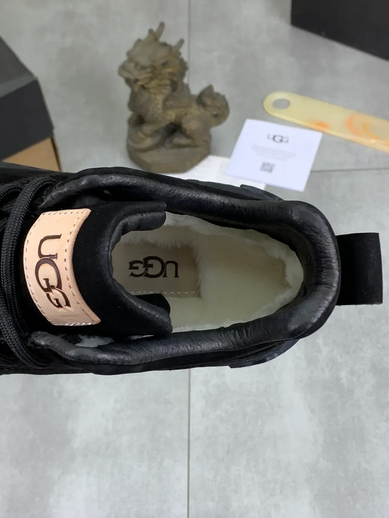 UGG Tasman Black Beige Suede Upper Platform Sole Lifestyle Sneakers 3
