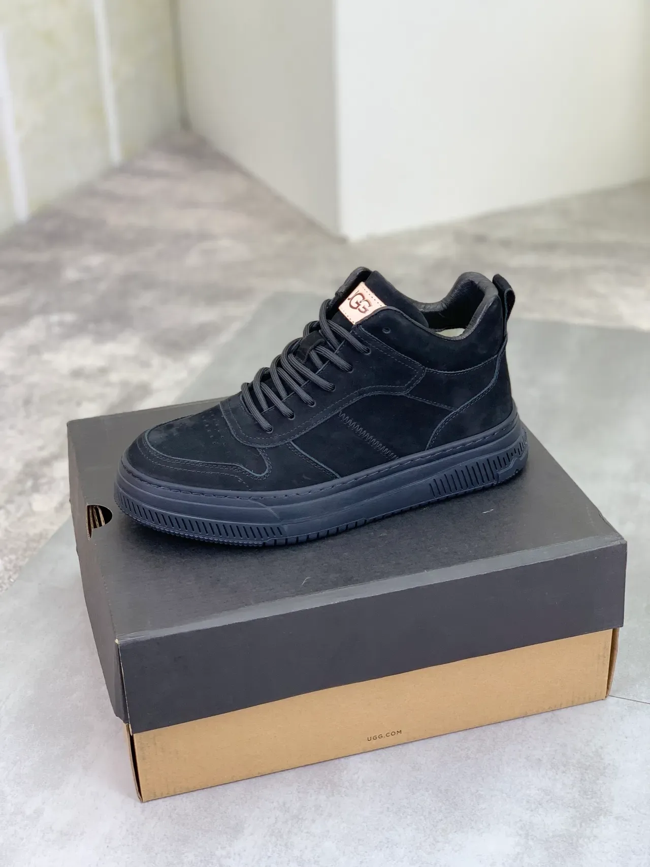 UGG Tasman Black Beige Suede Upper Platform Sole Lifestyle Sneakers 4
