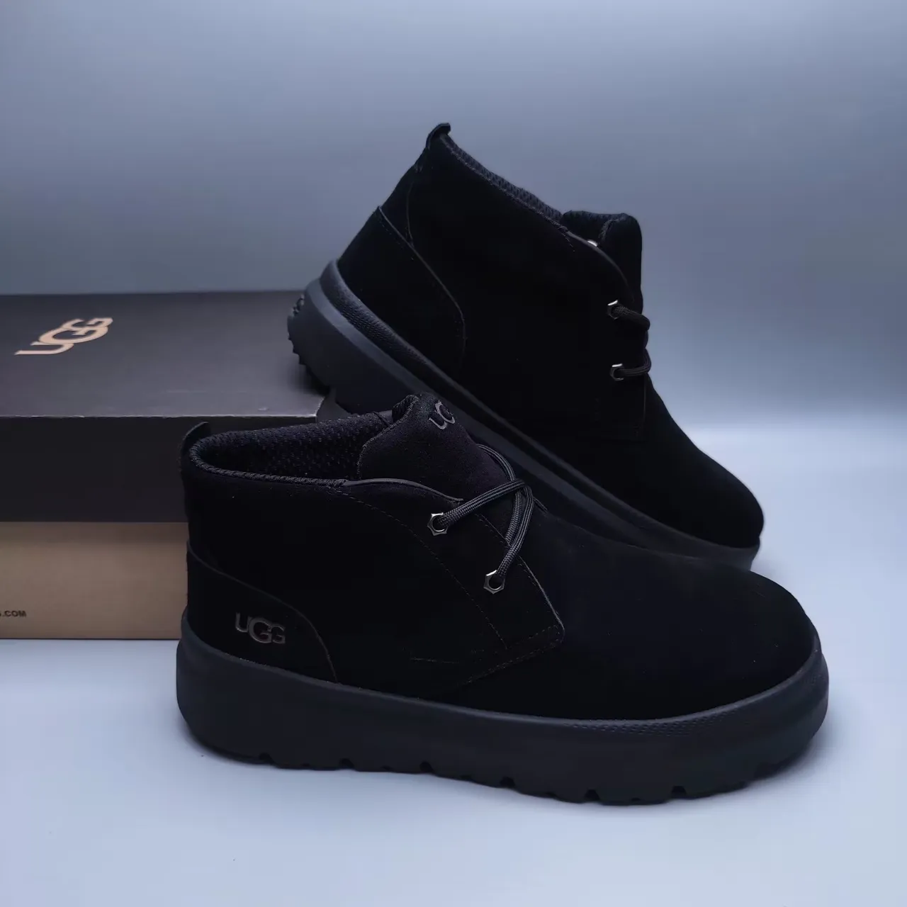 UGG Tasman কালো সুয়েড লেস-আপ এনকেল বুট 6