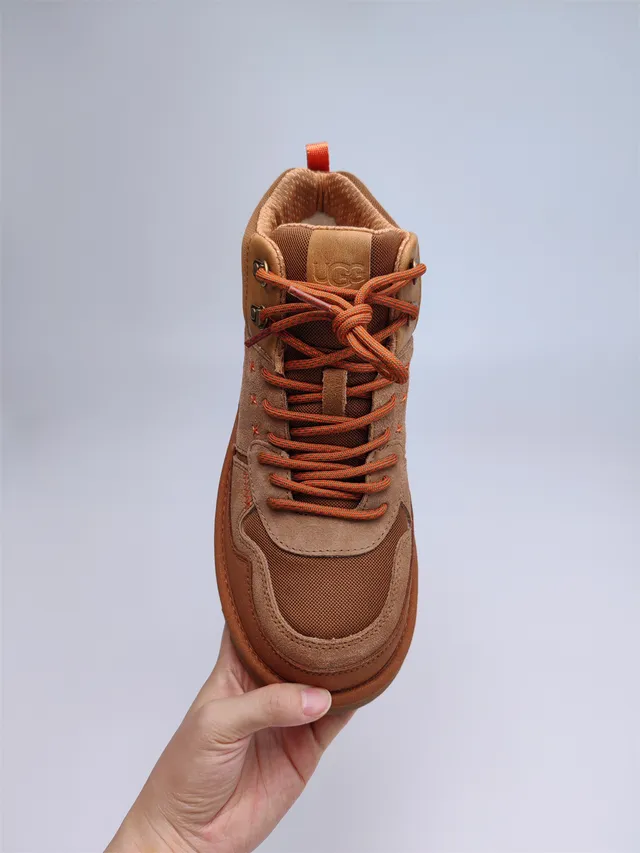 UGG Tasman Marron Orange Suede-Mesh Híbrido Superior Couture Contraste Bottes de Randonnée 3