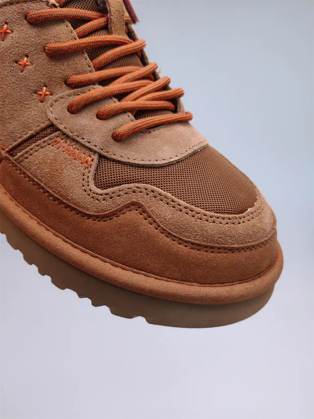 UGG Tasman Marron Orange Suede-Mesh Híbrido Superior Couture Contraste Bottes de Randonnée 5