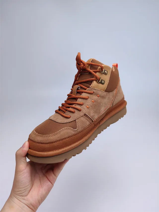 UGG Tasman Marron Orange Suede-Mesh Híbrido Superior Couture Contraste Bottes de Randonnée 10