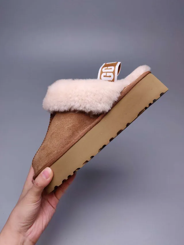 UGG Tasman Brown Shearling-Lined Platform Slippers 2