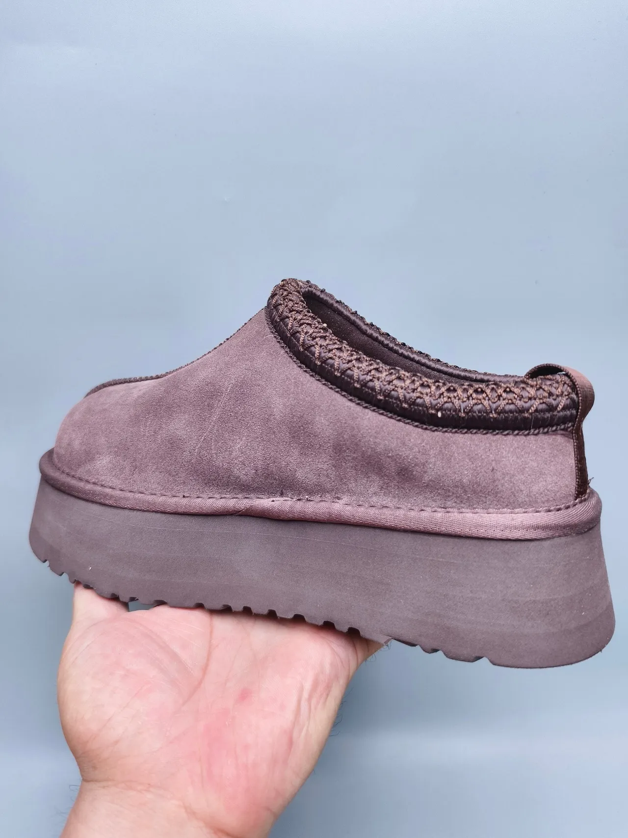 UGG Tasman Brown Suede Upper Braided Knit Collar Casual Shoes 4