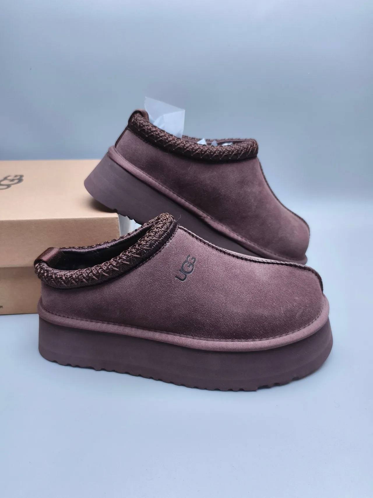 UGG Tasman Brown Suede Upper Braided Knit Collar Casual Shoes 6