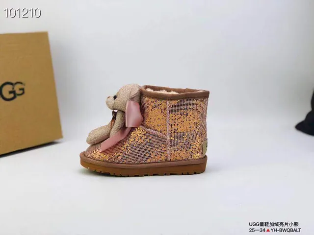 UGG Tasman Bottes de Neige Doré Rose Pailleté Haut Fourrées de Shearling 10