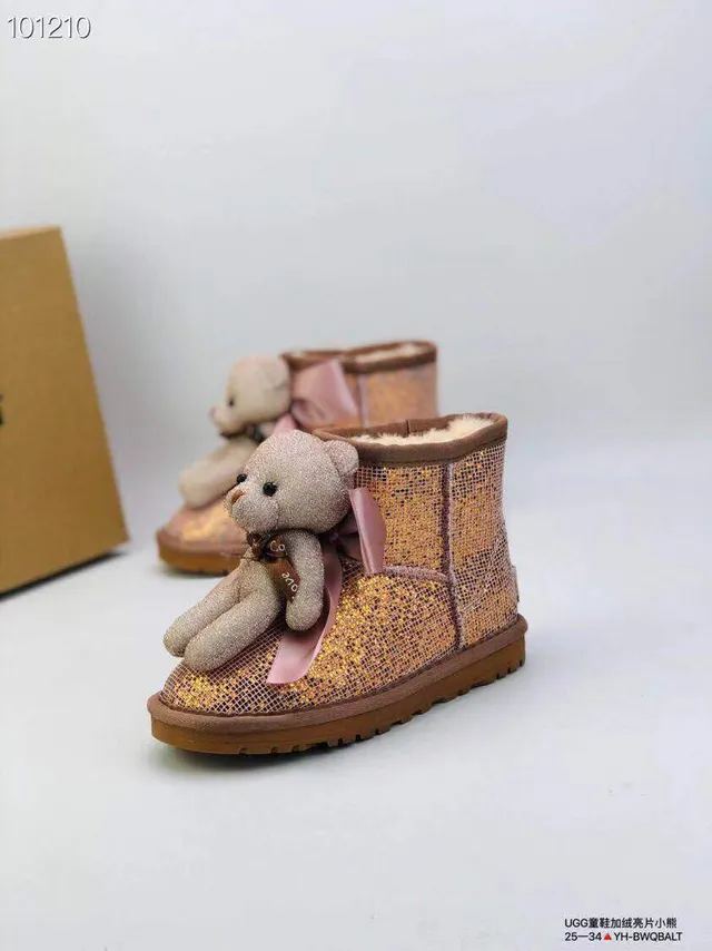 UGG Tasman Bottes de Neige Doré Rose Pailleté Haut Fourrées de Shearling 11