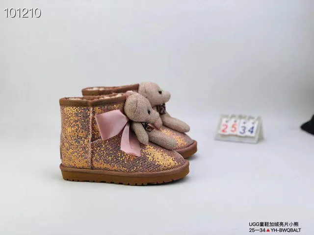 UGG Tasman Bottes de Neige Doré Rose Pailleté Haut Fourrées de Shearling 14