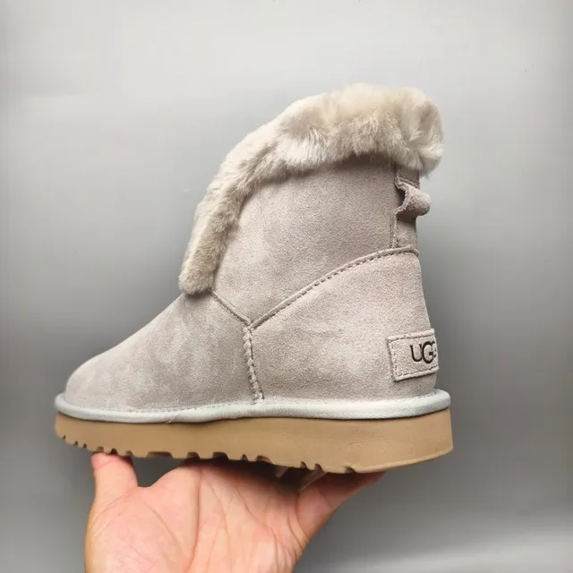 UGG Tasman Light Gray Suede Shearling Cuff Snow Boot 4