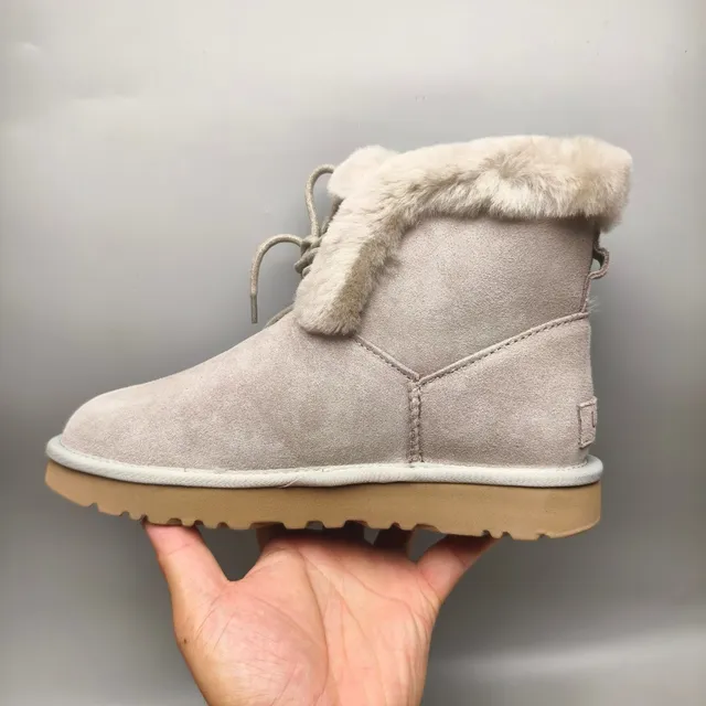 UGG Tasman Light Gray Suede Shearling Cuff Snow Boot 7