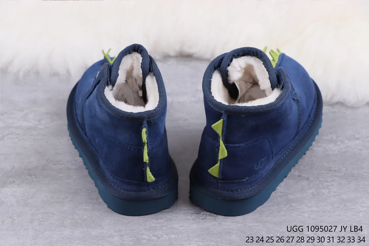UGG Tasman Navy Green Suede Upper Shearling-Lined Snow Boots 8