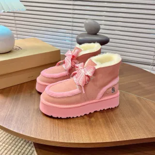 UGG Tasman 粉色米色 平台鞋底 羊毛内里 雪靴