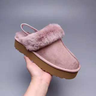 UGG Tasman 粉棕色 平台鞋底 羊毛边装饰 休闲鞋