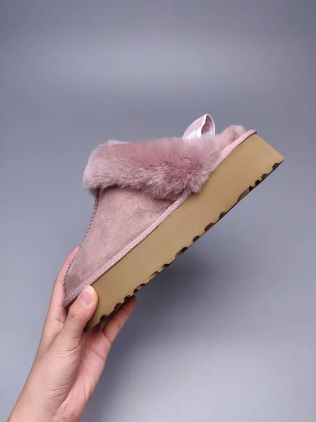 UGG Tasman Pink Brown Platform Sole Shearling-Trimmed Casual Shoes 3