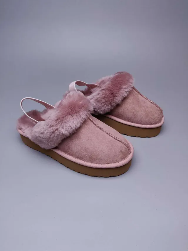 UGG Tasman Pink Brown Platform Sole Shearling-Trimmed Casual Shoes 8