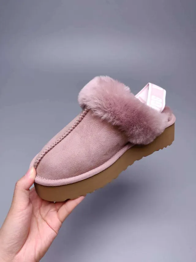 UGG Tasman Pink Brown Platform Sole Shearling-Trimmed Casual Shoes 10