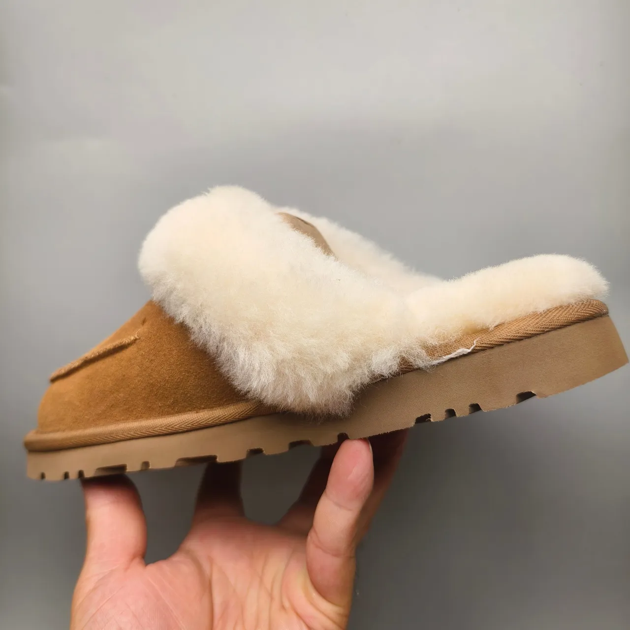 UGG Tasman Tan Suede Shearling-Lined Slippers 4