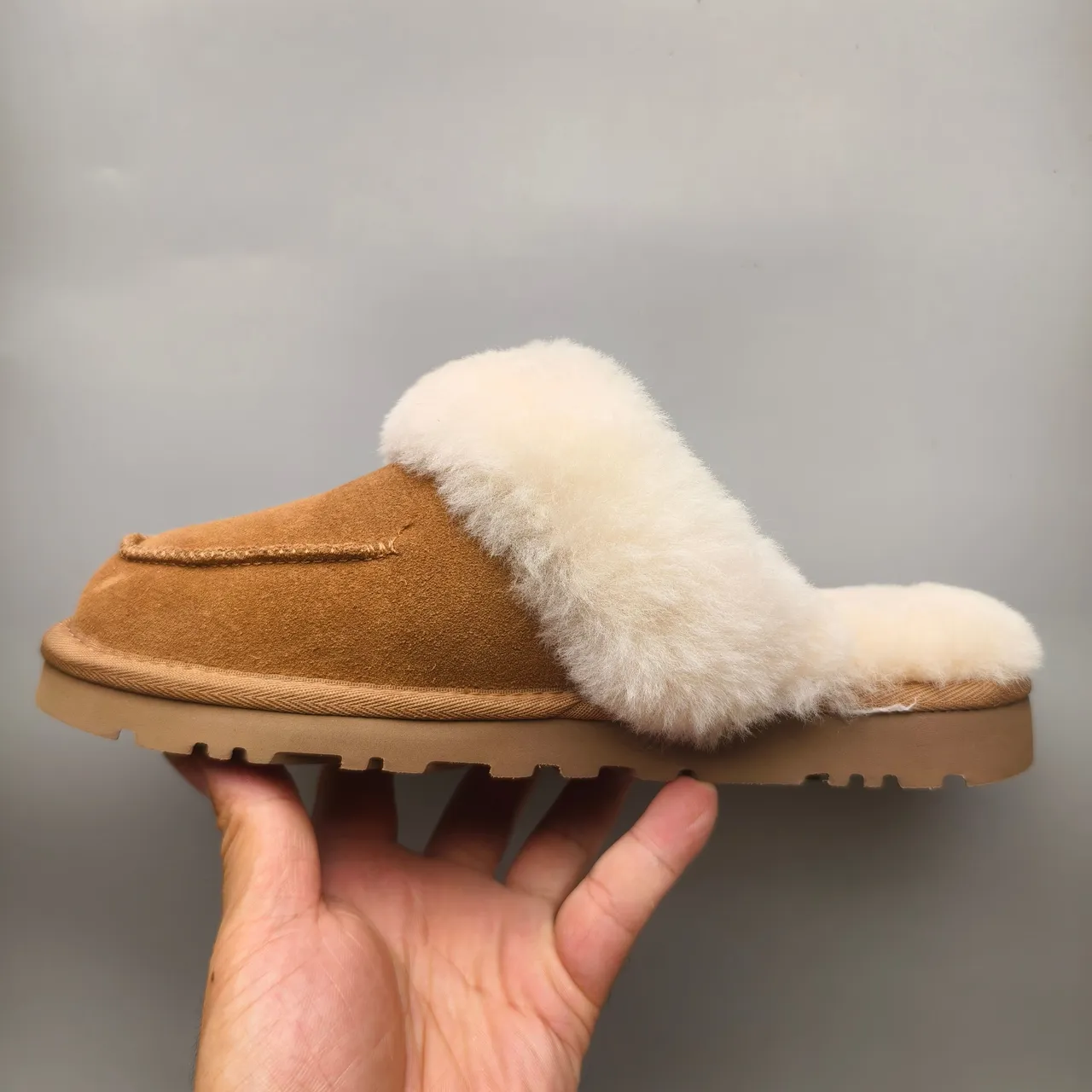 UGG Tasman Tan Suede Shearling-Lined Slippers 7