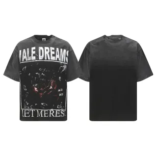 Vale Forever Oversized Distressed Graphic Print Black T-Shirt