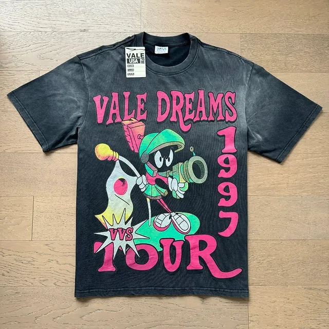 Vale Forever Vale Dreams 1997 Tour Acid-Wash Black Graphic T-Shirt 5