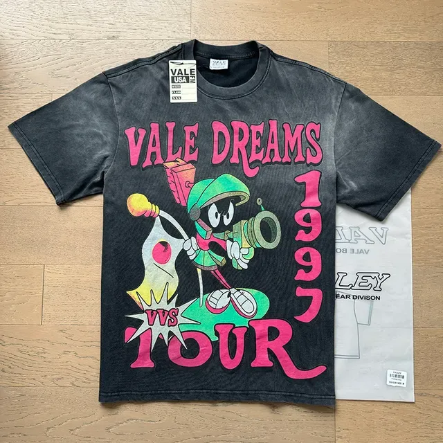 Vale Forever Vale Dreams 1997 Tour Acid-Wash Black Graphic T-Shirt 6