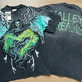 Vale Forever Valley Dreams Distressed Black Graphic T-Shirt