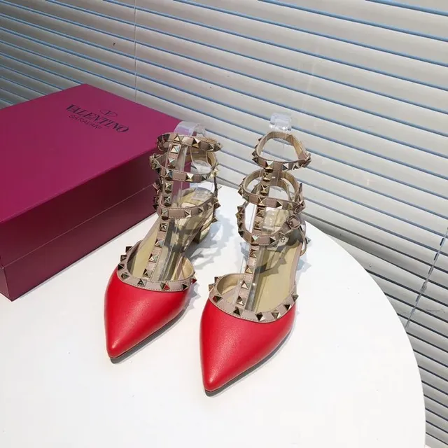 Valentino Red Beige Studded Multi-Strap Pump 2