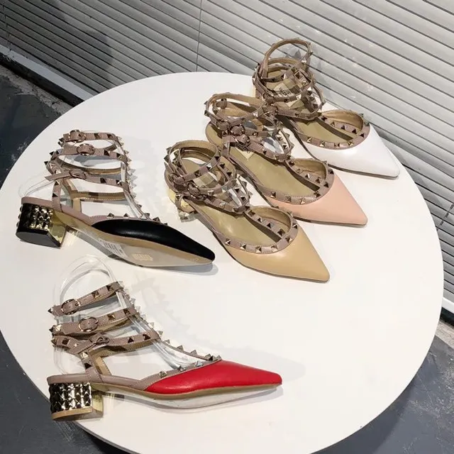 Valentino Red Beige Studded Multi-Strap Pump 3