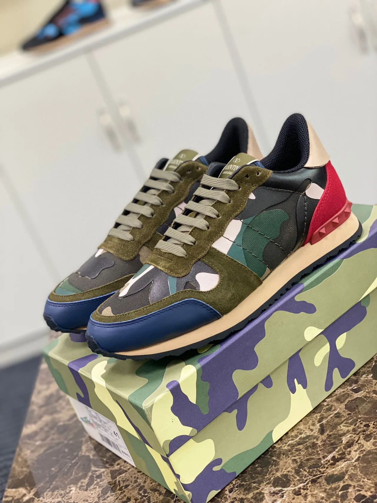 Valentino Rockstud Camouflage Print Lifestyle Sneakers 1