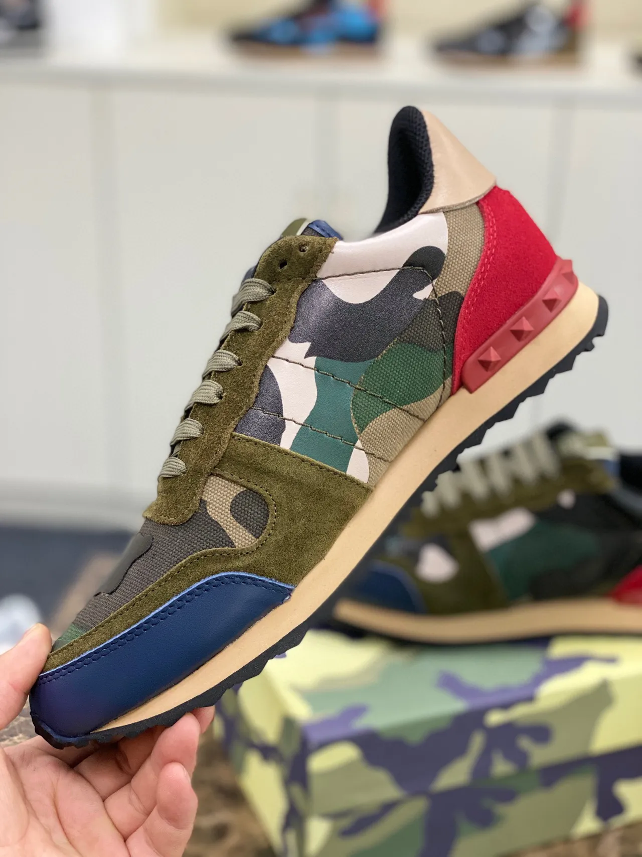 Valentino Rockstud Camouflage Print Lifestyle Sneakers 2
