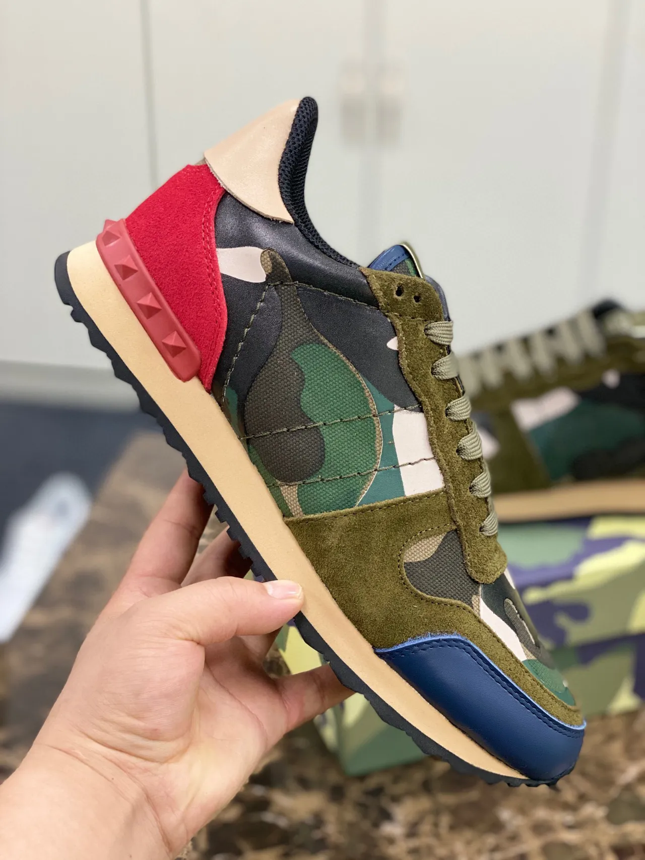 Valentino Rockstud Camouflage Print Lifestyle Sneakers 4