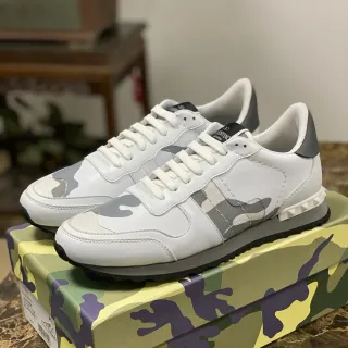 Valentino Rockstud Camuflagem Branco Cinza Tênis Lifestyle